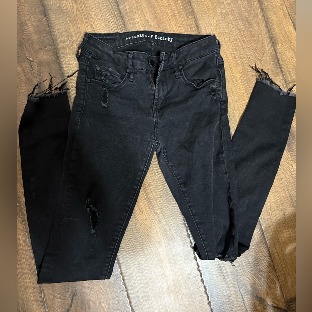 Articles Of Society Distressed Black Skinny Jeans